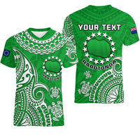(Custom Personalised) Rarotonga Cook Islands Polynesian Turtle Art Women V Neck T Shirt - Wonder Print Shop