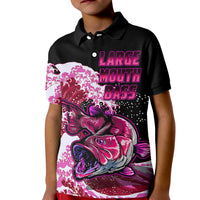 Largemouth Bass Fishing Polo Shirt Pink for Kid - Wonder Print Shop