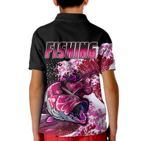 Largemouth Bass Fishing Polo Shirt Pink for Kid - Wonder Print Shop