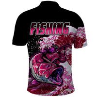Largemouth Bass Fishing Polo Shirt Pink - Wonder Print Shop