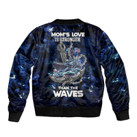 Mother's Day - Navy Mom Camo Style Mom's Love Is Stronger Than Waves Bomber Jacket TS07 - Wonder Print Shop