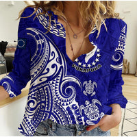 (Custom Personalised) Pukapuka Cook Islands Polynesian Turtle Art Women Casual Shirt - Wonder Print Shop