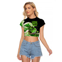 (Custom Personalised) Bass Fishing Green Raglan Cropped T Shirt - Wonder Print Shop