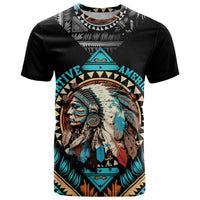 Native American Indian Girl Chief Colorful Feathered Painting T Shirt - Wonder Print Shop
