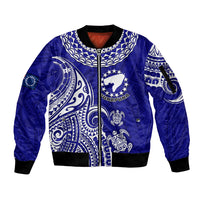 (Custom Personalised) Pukapuka Cook Islands Polynesian Turtle Art Sleeve Zip Bomber Jacket - Wonder Print Shop