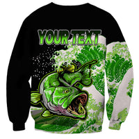 (Custom Personalised) Bass Fishing Green Sweatshirt - Wonder Print Shop