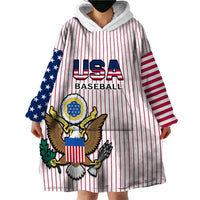 (Custom Text And Number) United States 2023 Baseball USA Coat Of Arms Wearable Blanket Hoodie - Wonder Print Shop