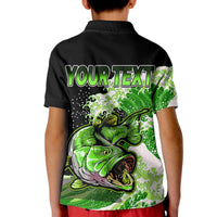Custom Bass Fishing Green Polo Shirt for Kid - Wonder Print Shop