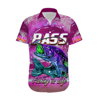 Bass Fishing is Life Hook Sport Largemouth Pink Hawaiian Shirt - Wonder Print Shop