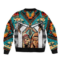 Native American Indian Indigenous Mix African Art Sleeve Zip Bomber Jacket - Wonder Print Shop