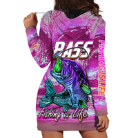 Bass Fishing is Life Hook Sport Largemouth Pink Hoodie Dress - Wonder Print Shop
