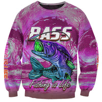 Bass Fishing is Life Hook Sport Largemouth Pink Sweatshirt - Wonder Print Shop