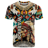 Native American Warrior Headdress with Skull Feather T Shirt - Wonder Print Shop