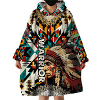 Native American Warrior Headdress with Skull Feather Wearable Blanket Hoodie - Wonder Print Shop