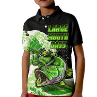 Largemouth Bass Fishing Polo Shirt Green for Kid - Wonder Print Shop