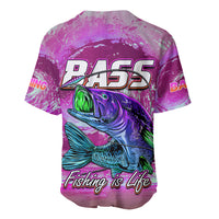 Bass Fishing is Life Hook Sport Largemouth Pink Baseball Jersey LT9 - Wonder Print Shop