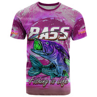 Fishing T Shirt Bass Fishing is Life Hook Sport Largemouth Pink - Wonder Print Shop