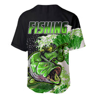 Largemouth Bass Fishing Green Baseball Jersey LT9 - Wonder Print Shop