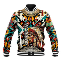 Native American Warrior Headdress with Skull Feather Baseball Jacket - Wonder Print Shop