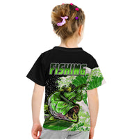 Largemouth Bass Fishing Green Kid T Shirt - Wonder Print Shop