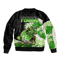 Largemouth Bass Fishing Green Sleeve Zip Bomber Jacket - Wonder Print Shop