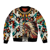 Native American Warrior Headdress with Skull Feather Bomber Jacket - Wonder Print Shop