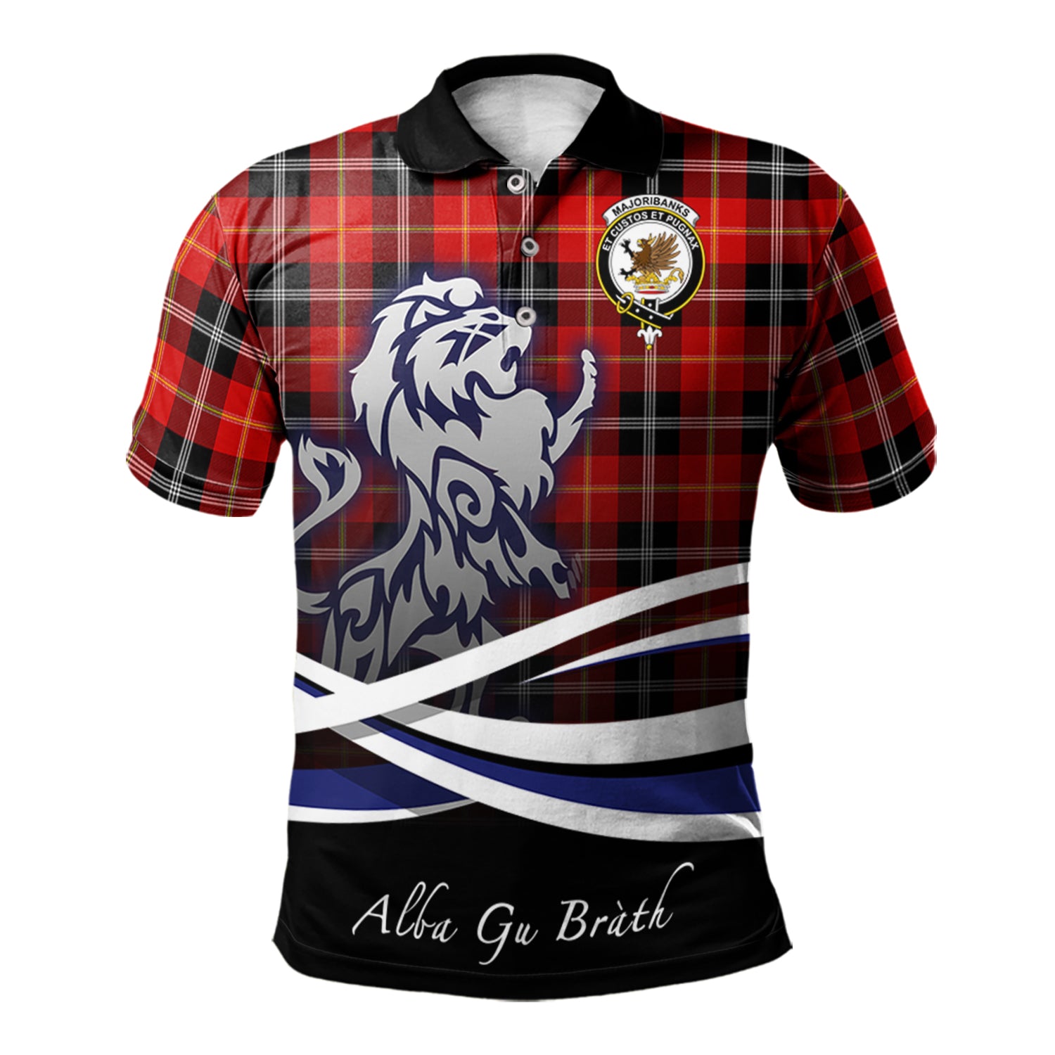 scottish-majoribanks-clan-crest-scotland-lion-tartan-polo-shirt