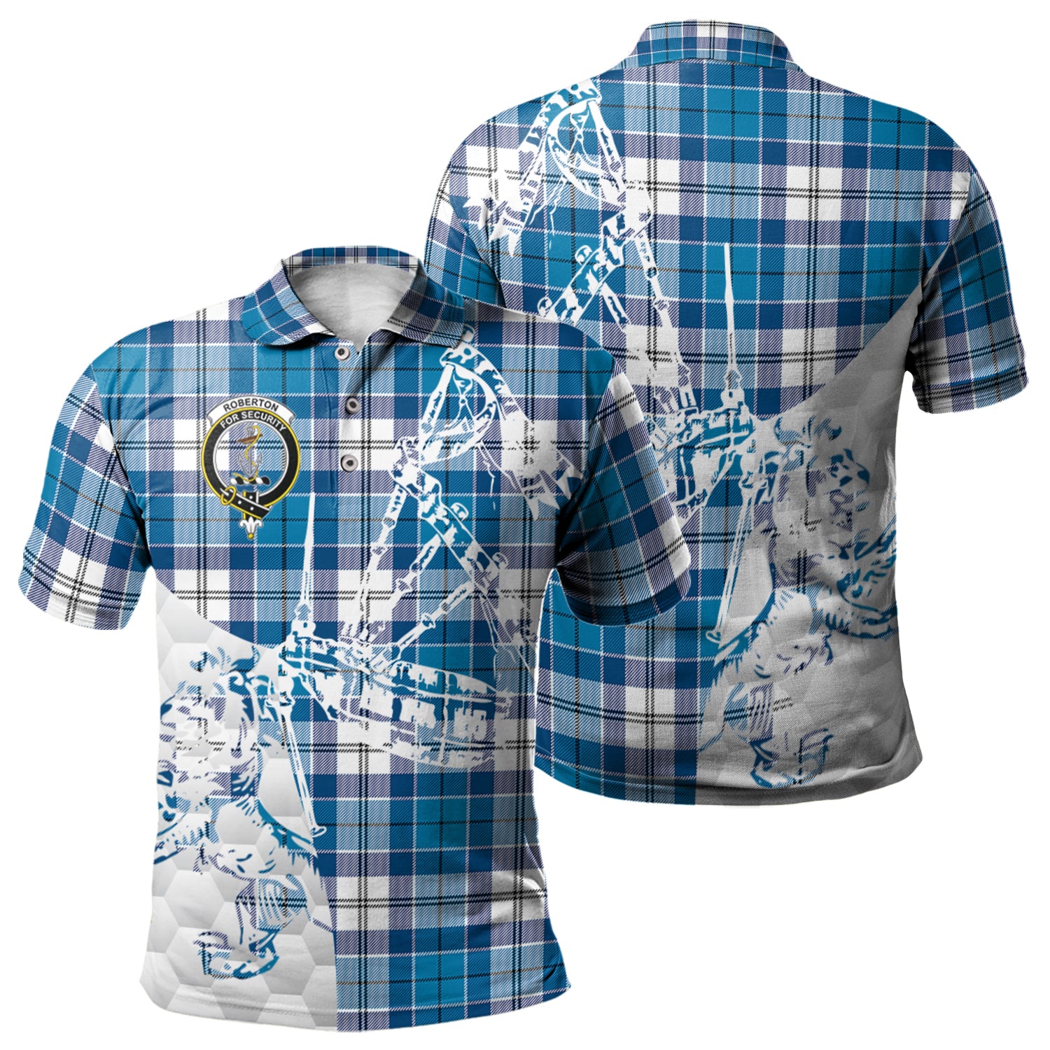 scottish-roberton-clan-crest-tartan-polo-shirt-lion-and-bagpipes-style