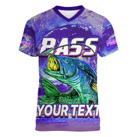 (Custom Personalised) Bass Fishing is Life Hook Sport Largemouth Purple Women V Neck T Shirt - Wonder Print Shop