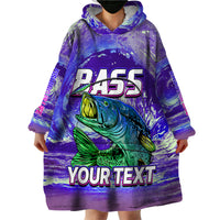 (Custom Personalised) Bass Fishing is Life Hook Sport Largemouth Purple Wearable Blanket Hoodie - Wonder Print Shop