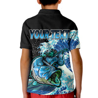 Custom Bass Fishing Blue Polo Shirt for Kid - Wonder Print Shop