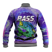 (Custom Personalised) Bass Fishing is Life Hook Sport Largemouth Purple Baseball Jacket LT9 - Wonder Print Shop