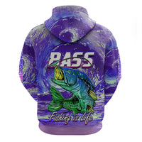 Custom Bass Fishing is Life Hoodie Hook Sport Largemouth Purple - Wonder Print Shop