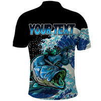 Custom Bass Fishing Blue Polo Shirt - Wonder Print Shop