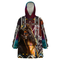 Native American Horse Painting Skull and Eagle Navajo Style Wearable Blanket Hoodie - Wonder Print Shop