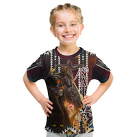 Native American Horse Painting Skull and Eagle Navajo Style Kid T Shirt - Wonder Print Shop