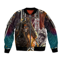 Native American Horse Painting Skull and Eagle Navajo Style Sleeve Zip Bomber Jacket - Wonder Print Shop