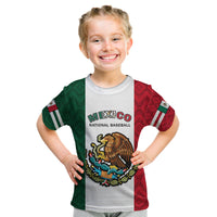 (Custom Text And Number) Mexico 2023 Baseball Mexican Art Flag Style Kid T Shirt - Wonder Print Shop