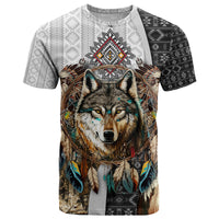 Native American Wolf Dreamcatcher with Eagles Feathers T Shirt - Wonder Print Shop