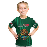 (Custom Text And Number) Mexico 2023 Baseball Mix Coat Of Arms Kid T Shirt - Wonder Print Shop