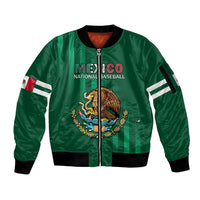 (Custom Text And Number) Mexico 2023 Baseball Mix Coat Of Arms Sleeve Zip Bomber Jacket - Wonder Print Shop