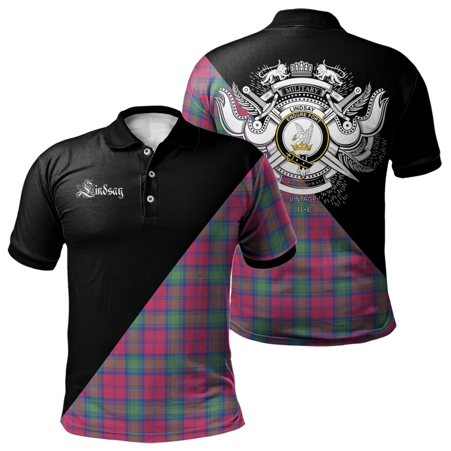 scottish-lindsay-ancient-clan-crest-military-logo-tartan-polo-shirt