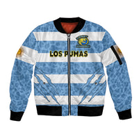 (Custom Text And Number) Argentina Rugby 7s Vamos Pumas Sleeve Zip Bomber Jacket - Wonder Print Shop