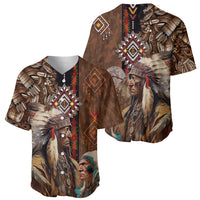 Native American Chiefs Headdress Warrior With Eagle Wolves Baseball Jersey - Wonder Print Shop
