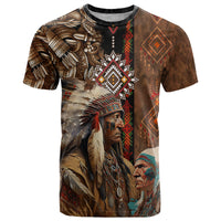 Native American Chiefs Headdress Warrior With Eagle Wolves T Shirt - Wonder Print Shop