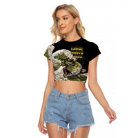 (Custom Personalised) Bass Fishing Gold Raglan Cropped T Shirt - Wonder Print Shop