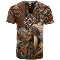 Native American Chiefs Headdress Warrior With Eagle Wolves T Shirt - Wonder Print Shop