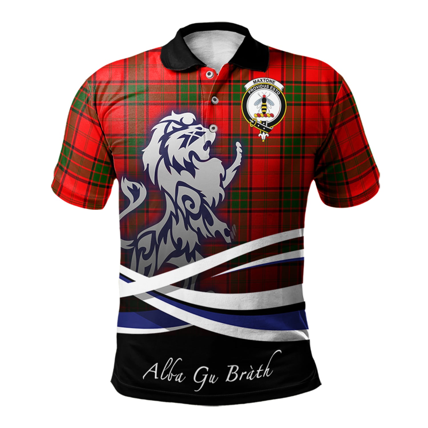 scottish-maxtone-clan-crest-scotland-lion-tartan-polo-shirt