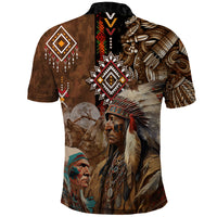 Native American Chiefs Headdress Warrior With Eagle Wolves Polo Shirt - Wonder Print Shop