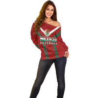 Mexico Baseball 2023 Sporty Style With Emblem Off Shoulder Sweater - Wonder Print Shop